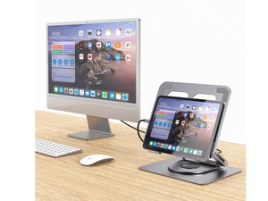mbeat Stage S12 Rotating Laptop Stand with USB-C Docking Station - Space Grey
