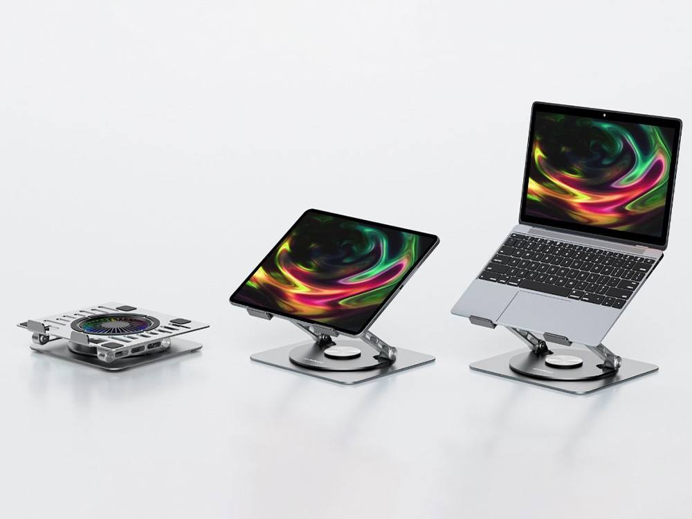 MBeat Stage S8 Rotating Laptop Stand with RGB Cooling Fan and USB Ports ...