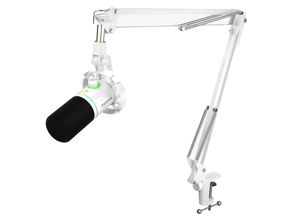 MAONO PD200XS USB/XLR Dynamic Microphone Set with Boom Arm - White
