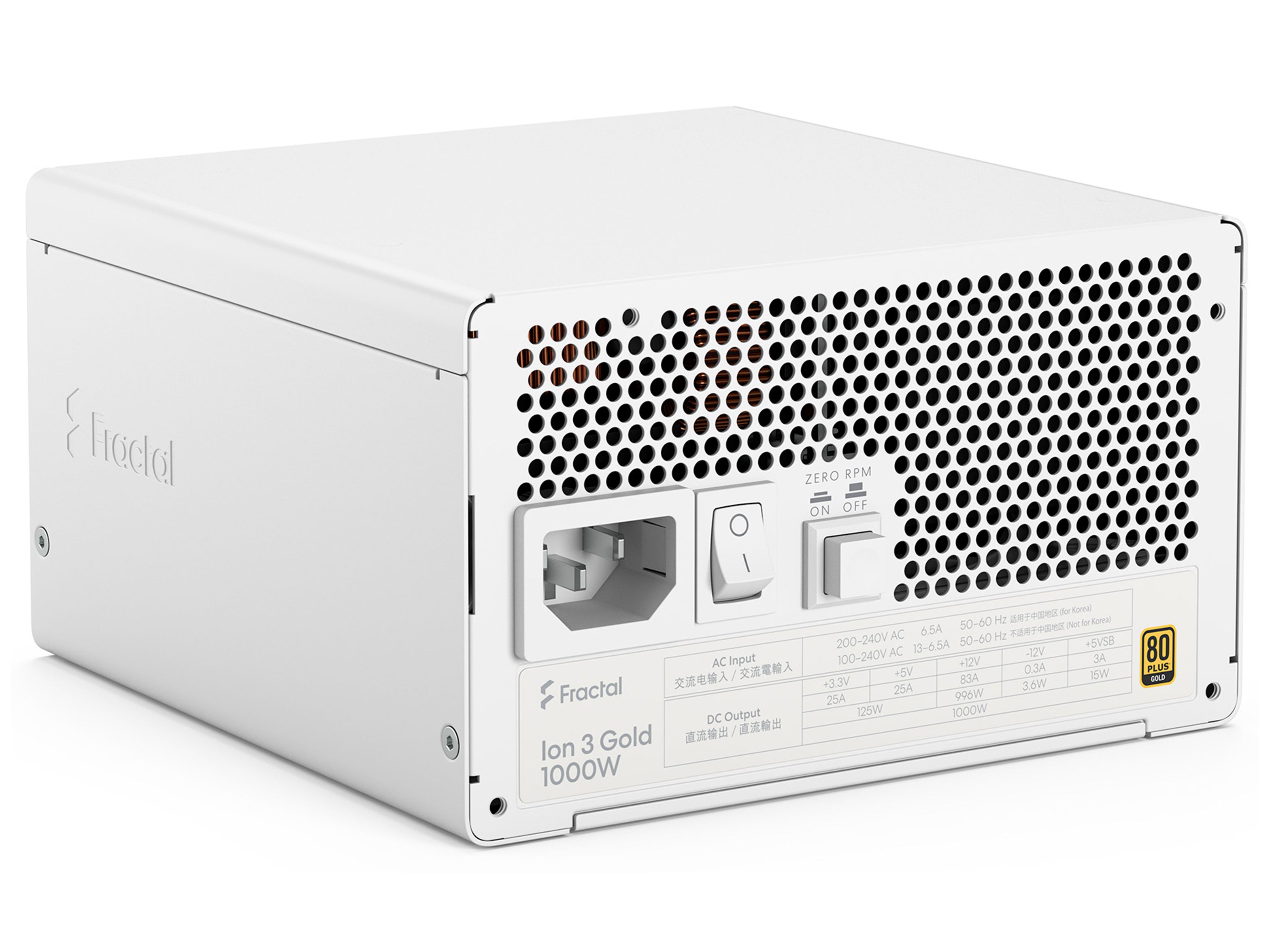 Fractal Design Ion 3 1000W 80 Plus Gold Fully Modular Power Supply - White