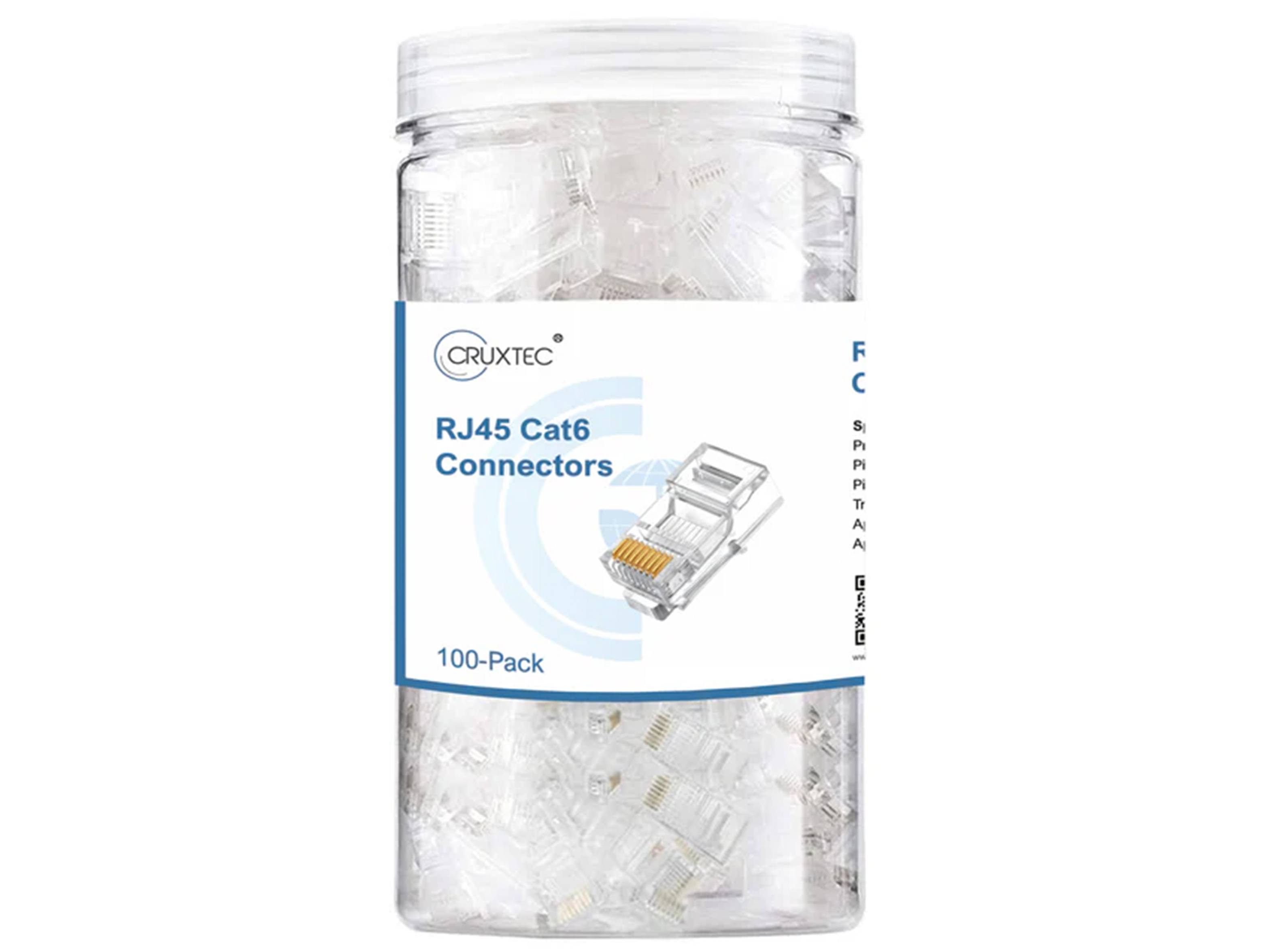 Cruxtec Ethernet RJ45 CAT6 UTP Connectors (100-Pack)
