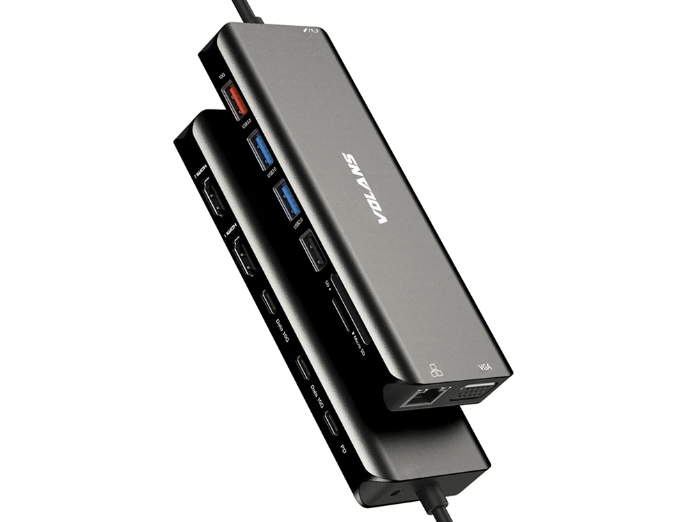 VOLANS VL-UCTDMH 100W PD-S2 Aluminum 14-in-1 USB-C Hub