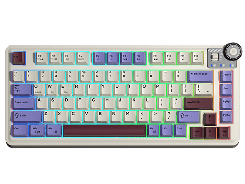 Aula AU75 Gasket 3 in 1 Star Vector Switch Mechanical Keyboard Glacier - Light Blue, White, Black Purple