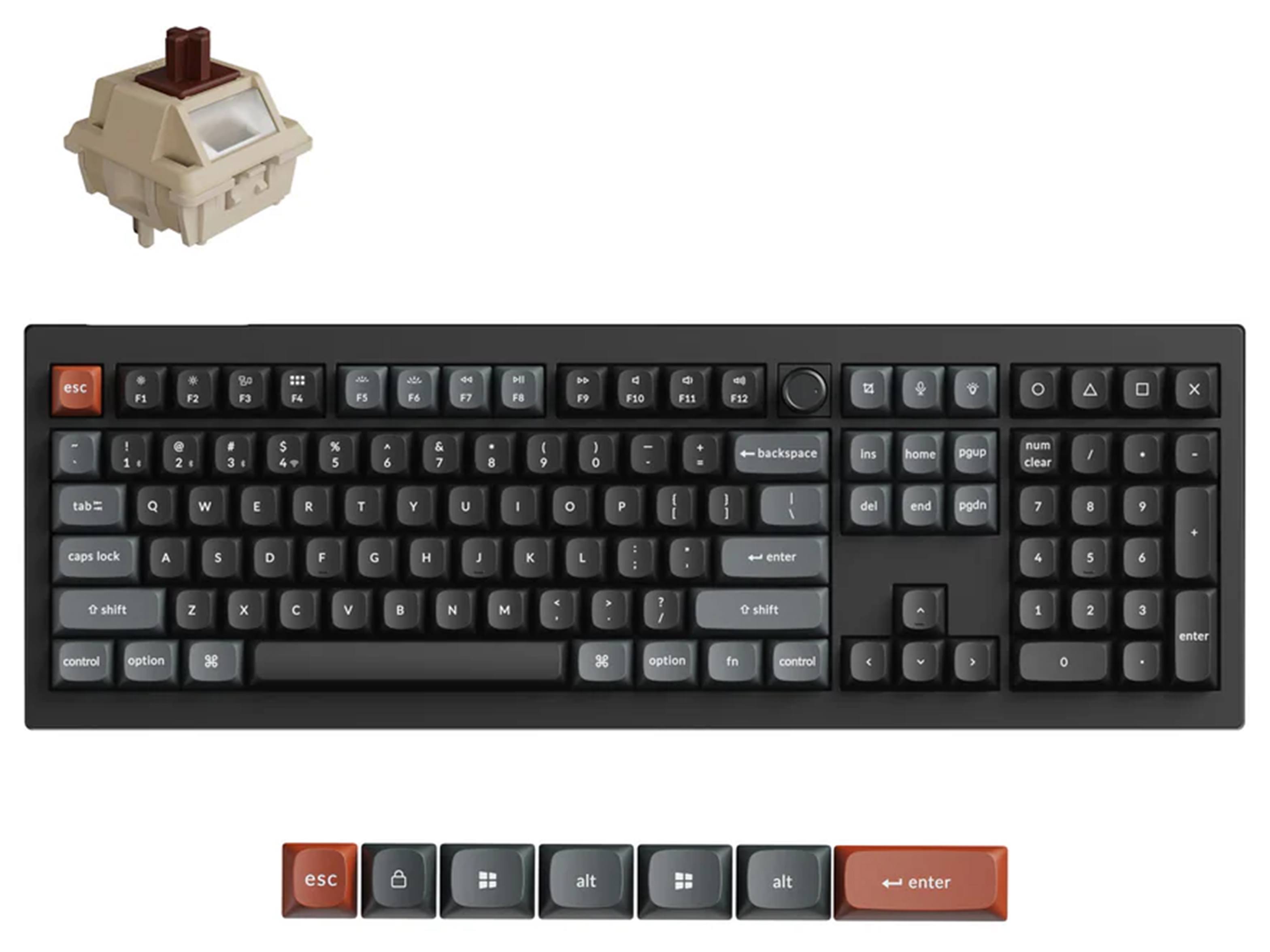 Keychron V6 Ultra 8K RGB Brown Silk POM Switch Wireless Mechanical Keyboard - Black
