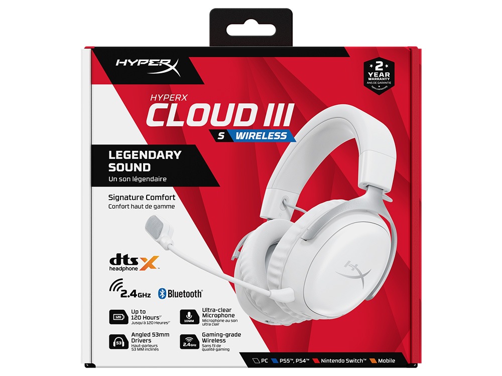 HyperX Cloud III S Wireless Gaming Headset - White [AX6G1AA]