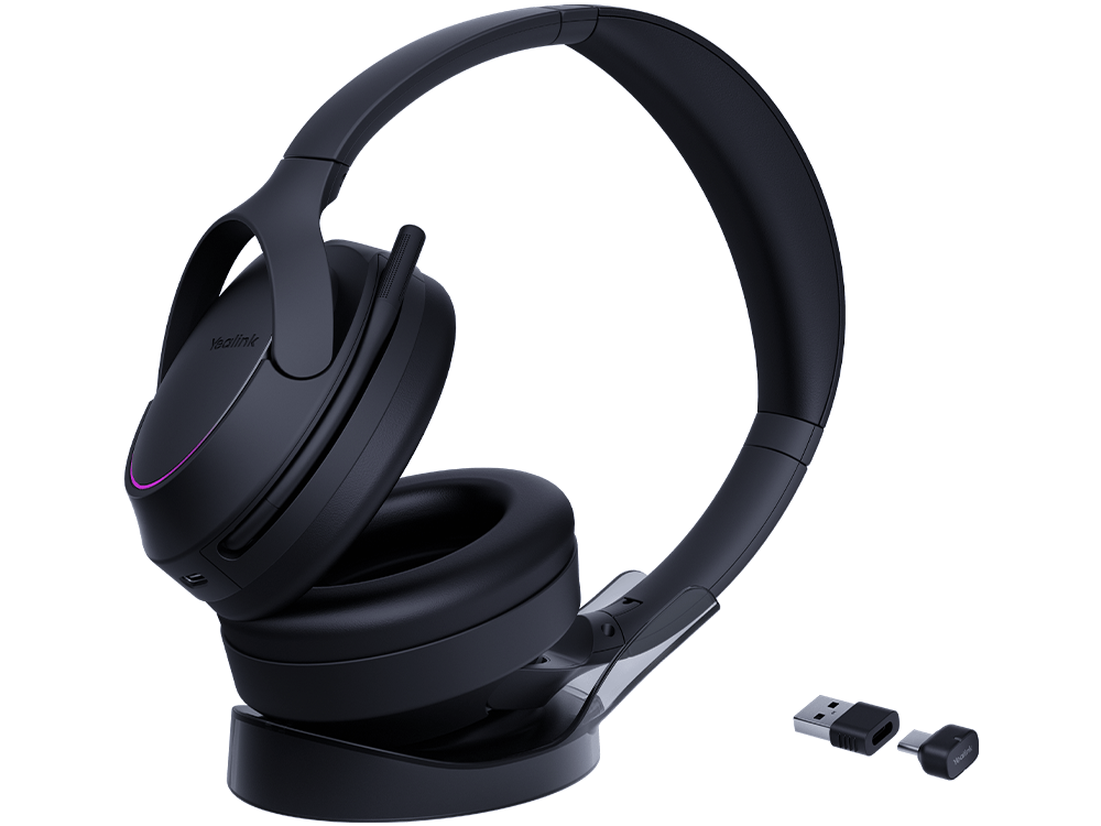 Yealink BH78 MS Stereo Bluetooth 5.3 ANC Headset w/ Charging Stand Black