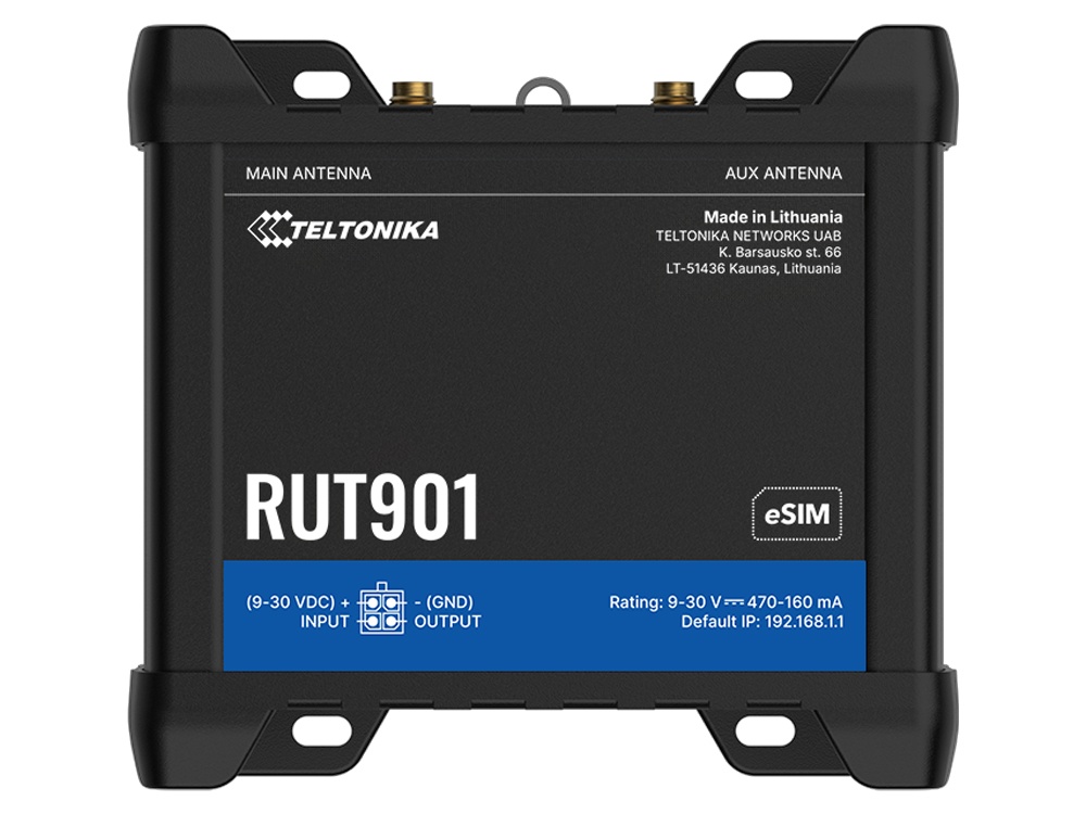 Teltonika RUT901 Industrial 4G LTE Cat 4 Dual SIM Wi-Fi Router with Universal PSU
