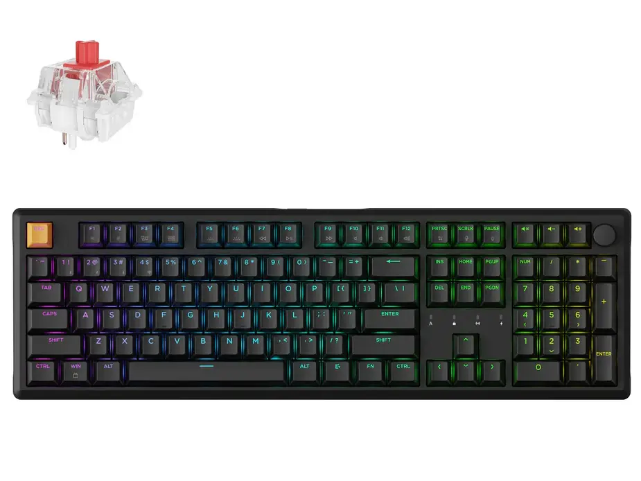 Keychron J5 QMK Wireless Full Size Hot-Swap RGB Red Switch Mechanical Keyboard - Black
