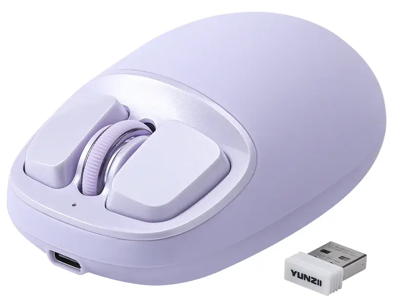 YUNZII C1 Silicone Tri-Mode Wireless Custom Mouse - Purple