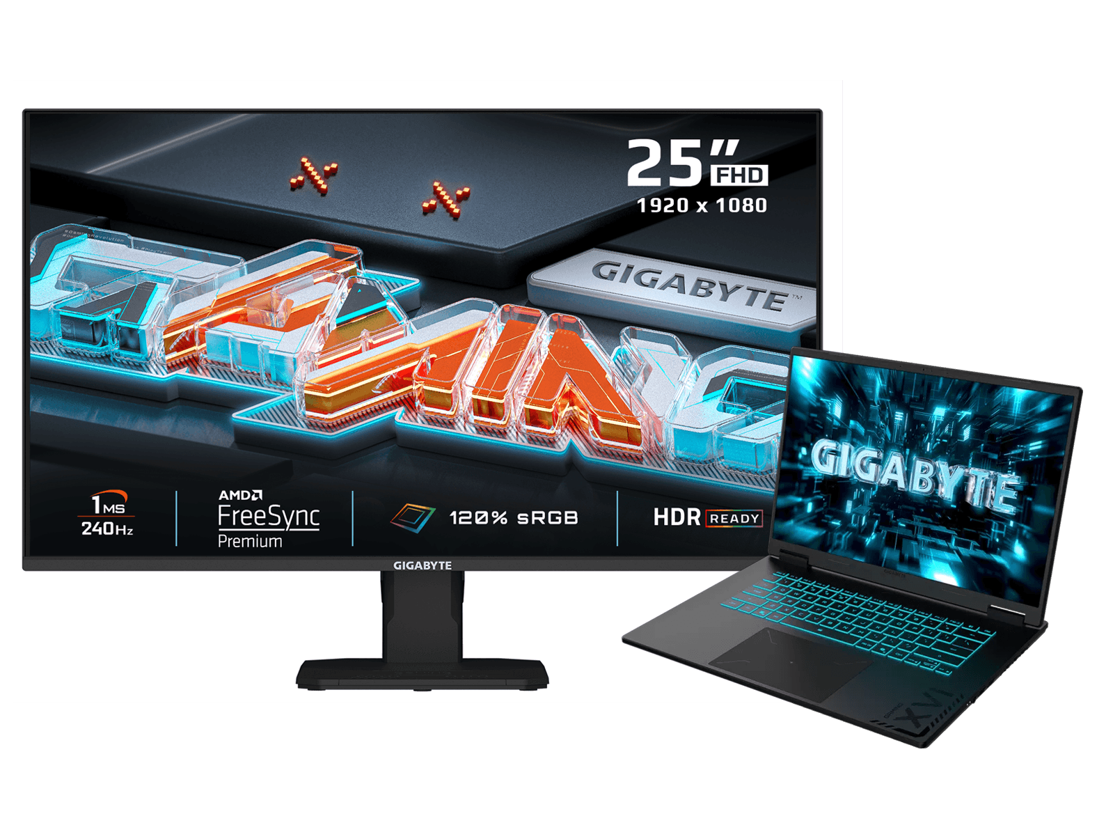 GIGABYTE Gaming A16 Pro Core 7 RTX 5080 Gaming Laptop + GS25F2A 24.5" Gaming Monitor Bundle